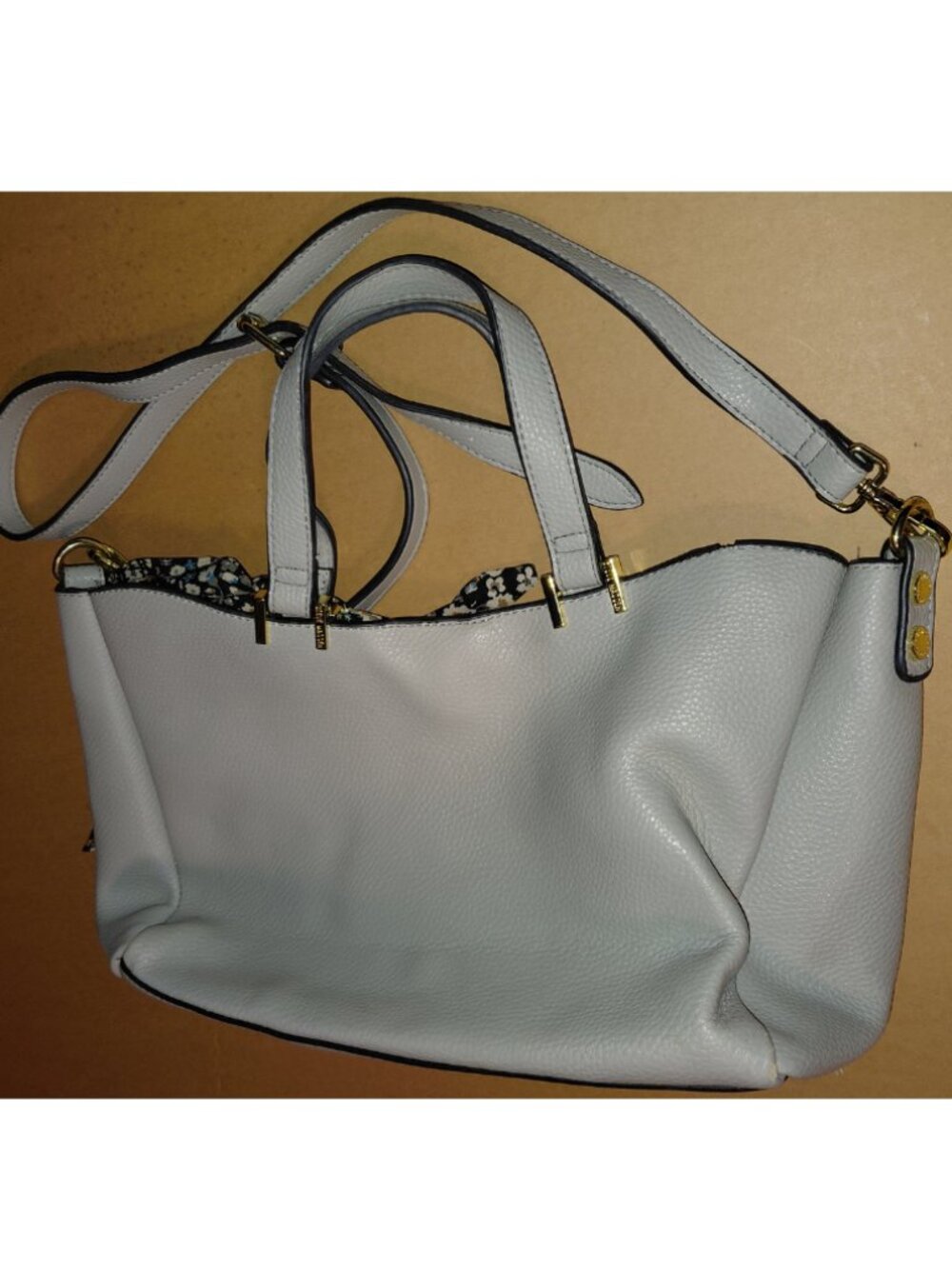 Steve Madden BParker Satchel w/ Floral Scarf Faux Pebbled Leather Gray - Picture 11 of 15